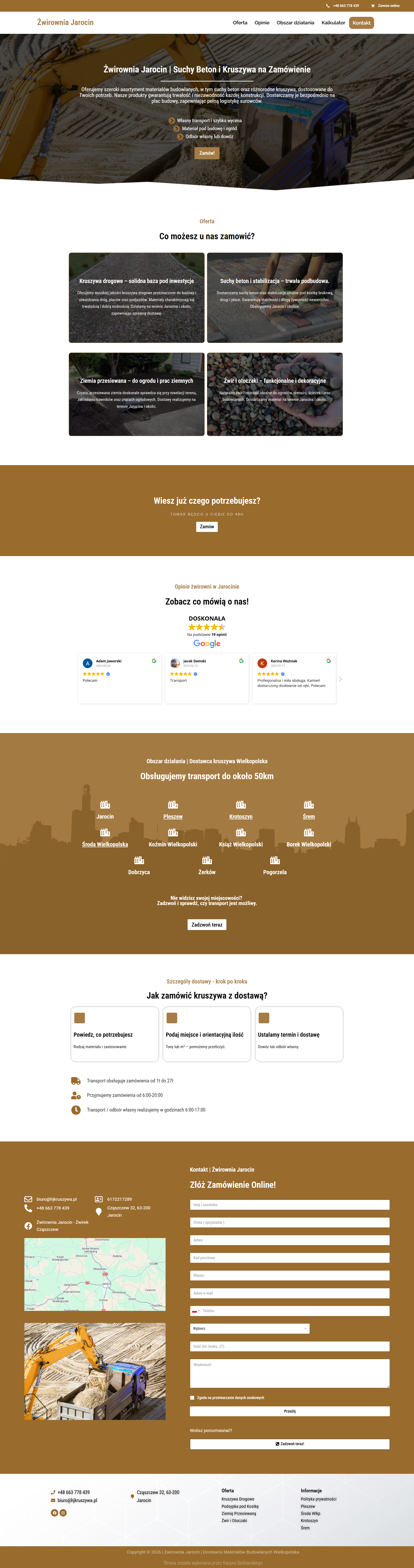 Żwirownia Jarocin – podgląd strony (long screenshot)